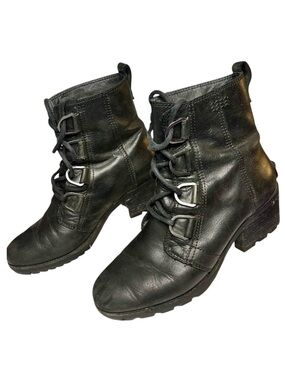 Sorel Cate Lace Waterproof Booties Women’s 7.5 Black Leather